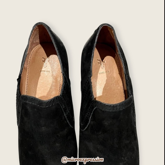 $339 Frye Eleanor Black Leather Western Shootie Everyday Casual Comfy Ankle Boot - Picture 9 of 16